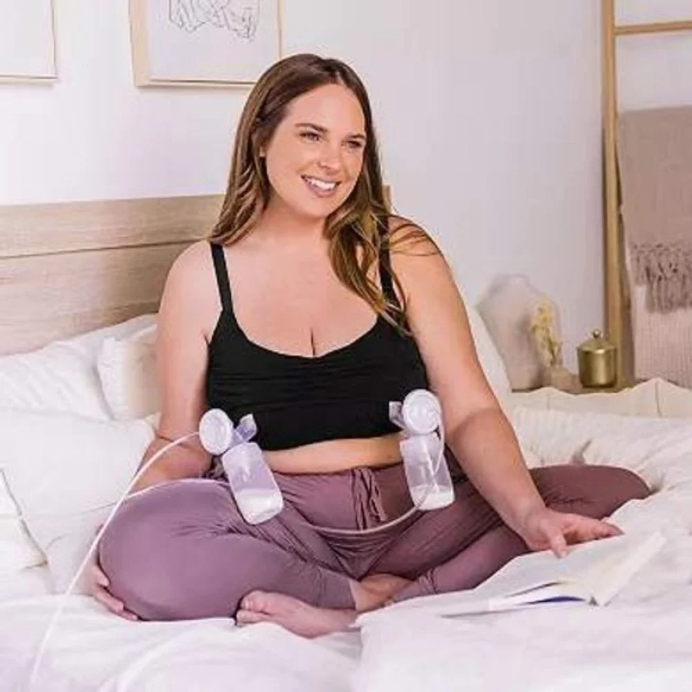 Kindred Bravely Lg Busty Sublime Hands-Free Pumping Lounge & Sleep Bra In Black